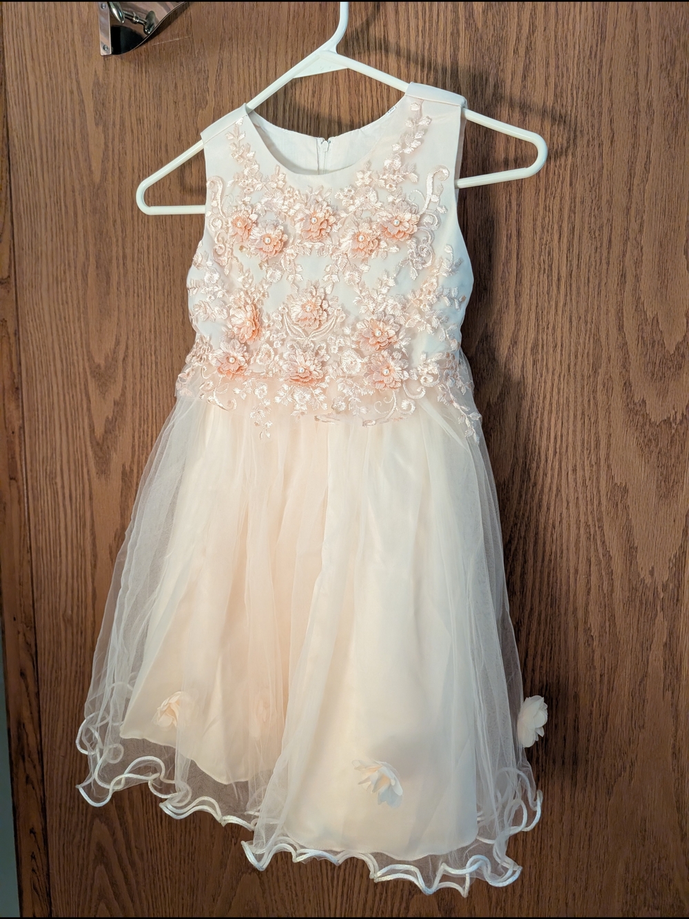 NWOT Girls Floral Applique Tulle Dress in Blush